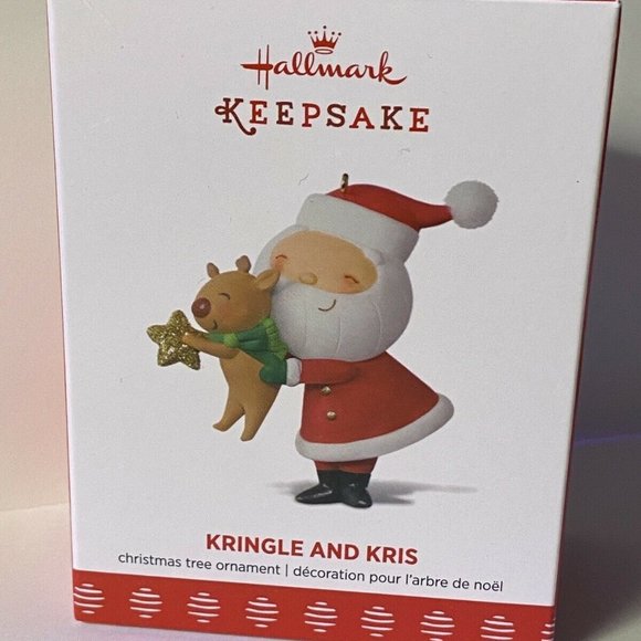 2017 Hallmark KRINGLE AND KRIS #4 Fourth in the Series SANTA & REINDEER Ornament - Picture 2 of 4